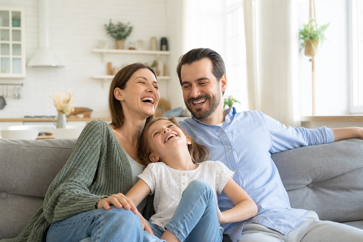 Happy family enjoying financial freedom